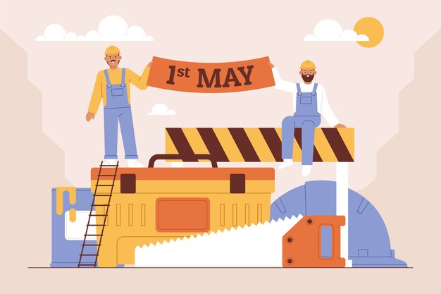 Flat international workers day illustration