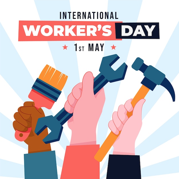 Flat international workers day illustration