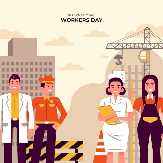 Flat international workers day illustration