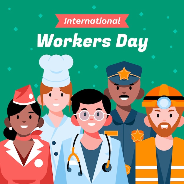 Flat international workers day illustration