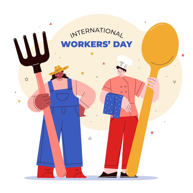 Free Vector flat international workers day illustration