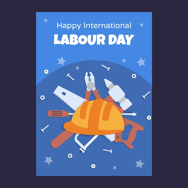 Free Vector flat international workers day vertical poster template