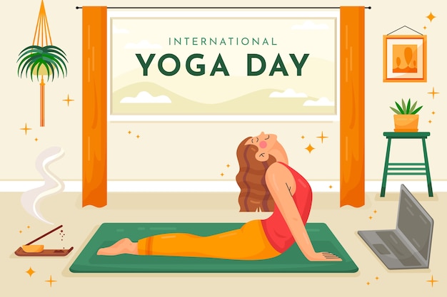 Flat international yoga day background