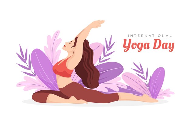 Flat international yoga day background