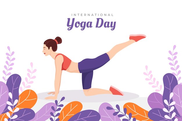 Flat international yoga day background