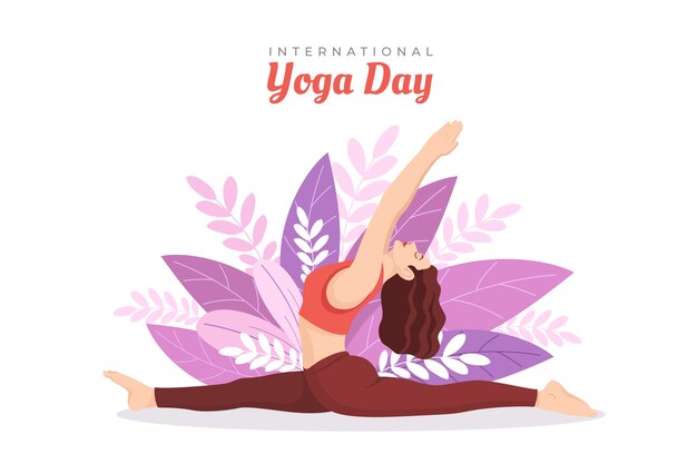 Flat international yoga day background