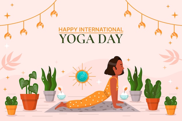 Free Vector flat international yoga day background