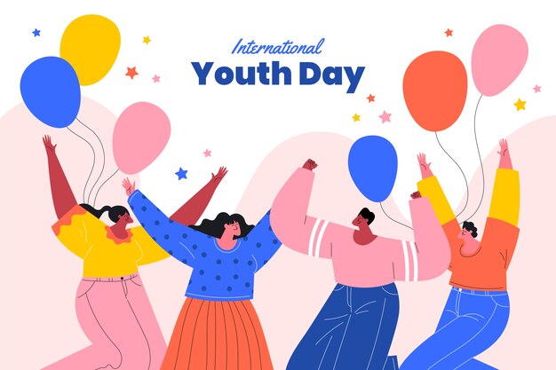 Flat international youth day background