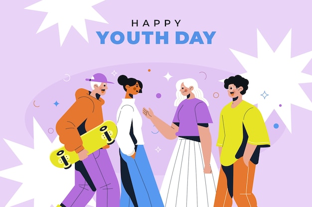 Flat international youth day background