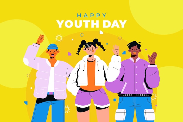 Flat international youth day background