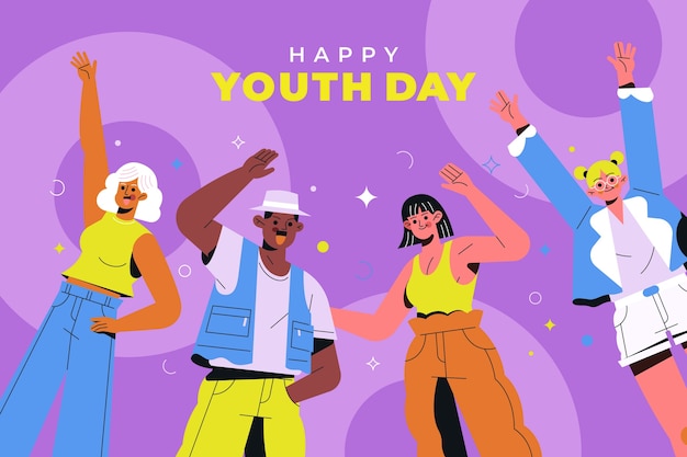 Flat international youth day background