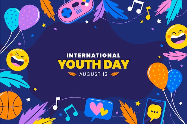 Flat international youth day background