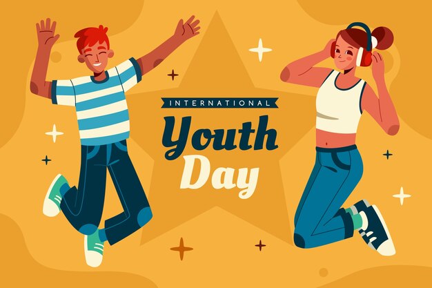 Flat international youth day background