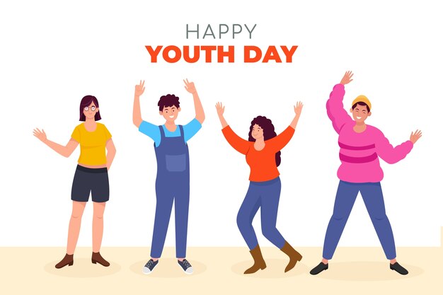 Flat international youth day background