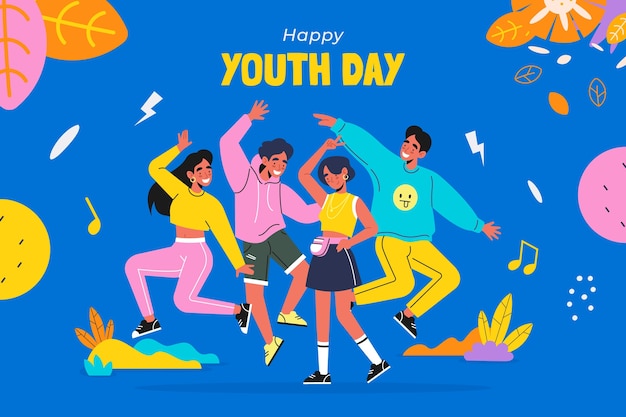 Flat international youth day background