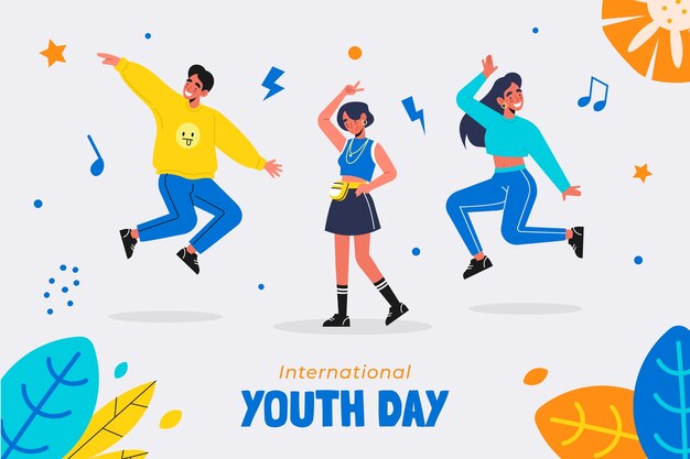 Flat international youth day background