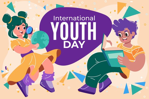 Flat international youth day background