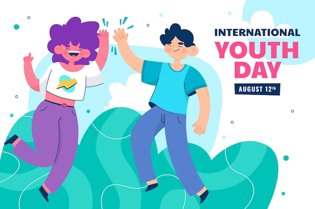 Flat international youth day background