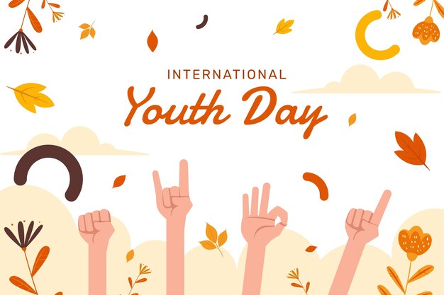 Flat international youth day background