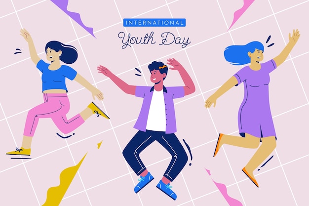 Free vector flat international youth day illustration with people celebrating