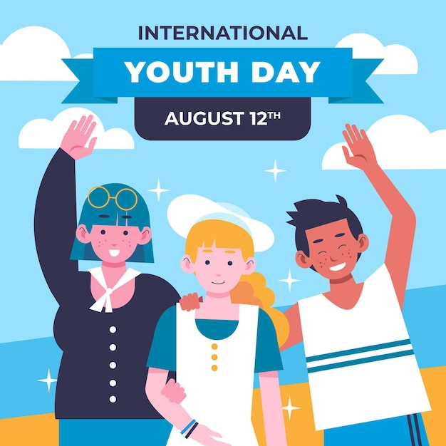 Flat international youth day illustration