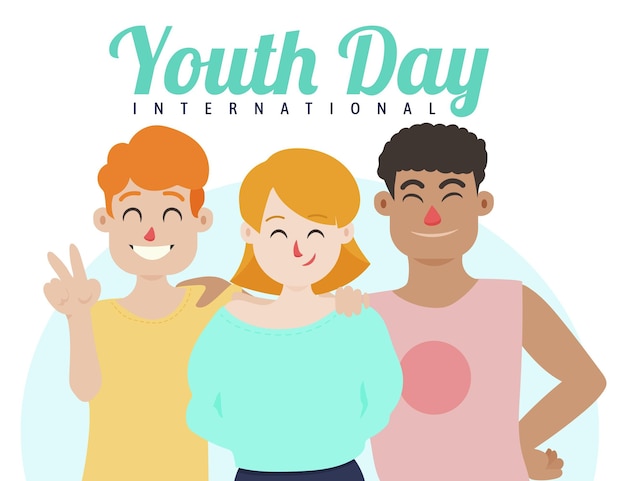 Flat international youth day illustration