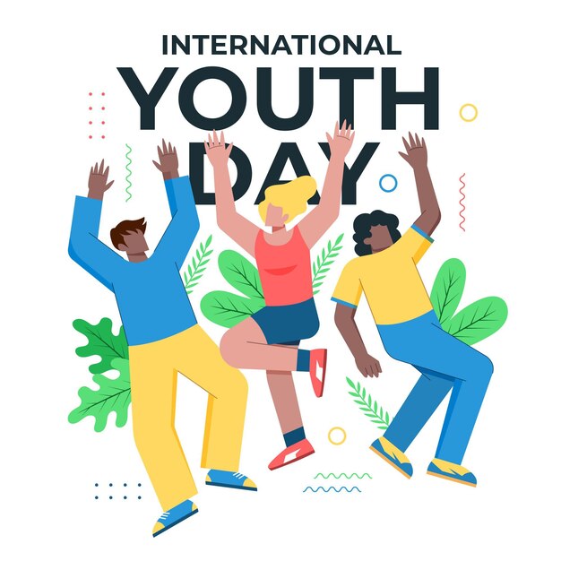 Flat international youth day illustration