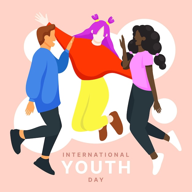 Flat international youth day illustration