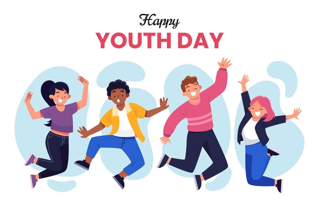 Flat international youth day illustration