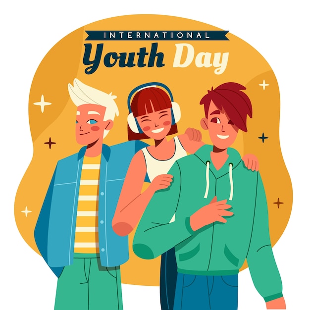 Flat international youth day illustration