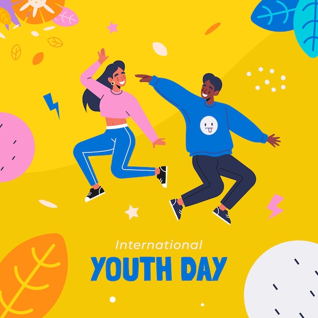 Flat international youth day illustration