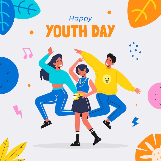 Flat international youth day illustration