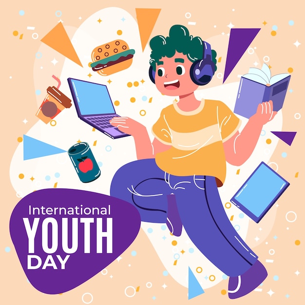 Flat international youth day illustration