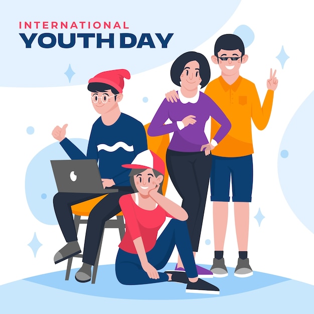 Flat international youth day illustration