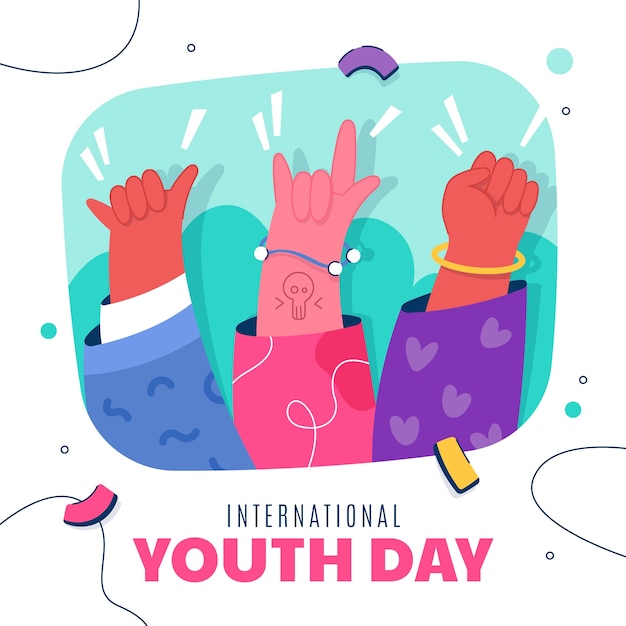 Flat international youth day illustration