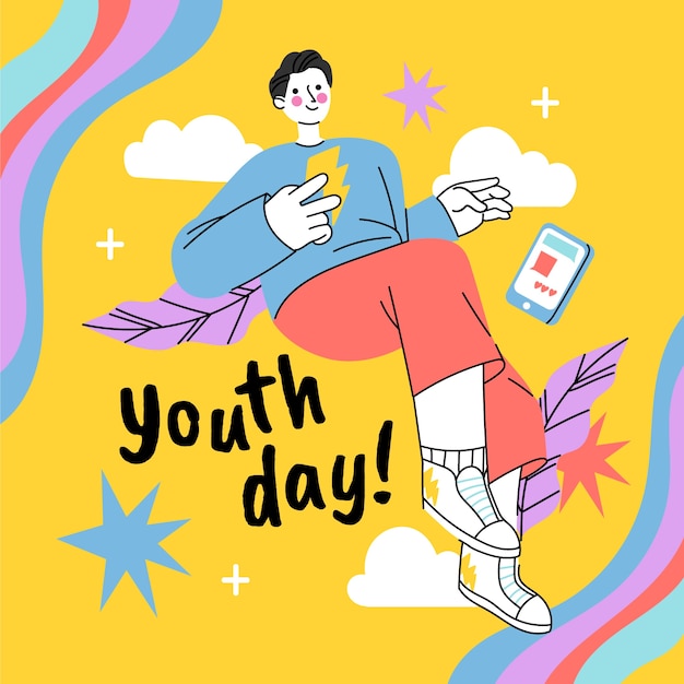 Flat international youth day illustration