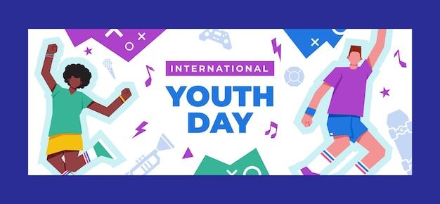 Flat international youth day social media cover template