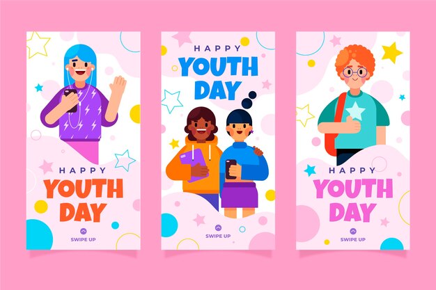 Flat international youth day stories collection