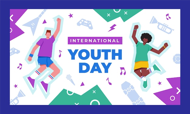 Flat international youth day twitch background