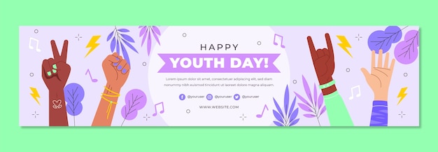 Free Vector flat international youth day twitch banner