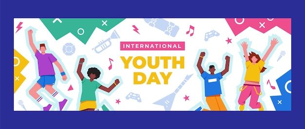 Flat international youth day twitter header