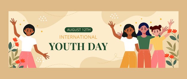 Flat international youth day twitter header