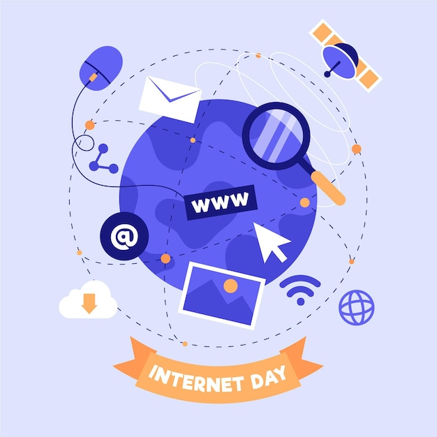 Free Vector flat internet day illustration