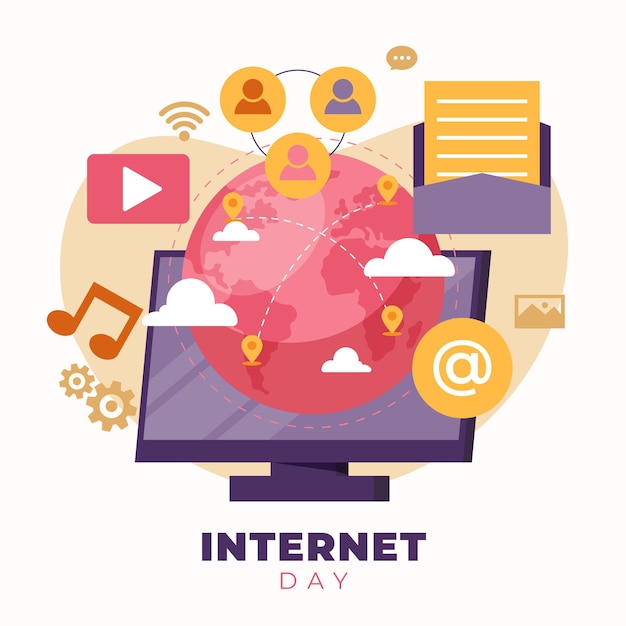 Free Vector flat internet day illustration