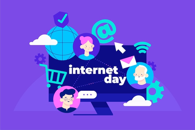 Flat internet day illustration