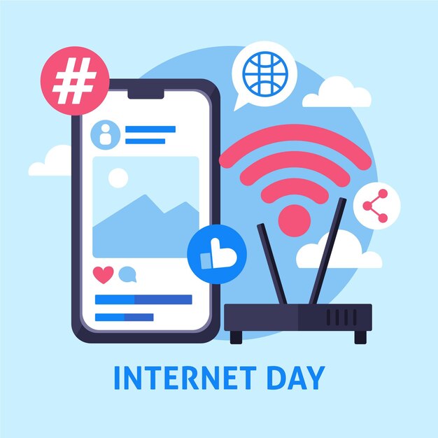 Flat internet day illustration