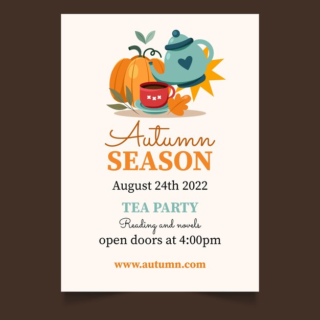 Flat invitation template for autumn celebration