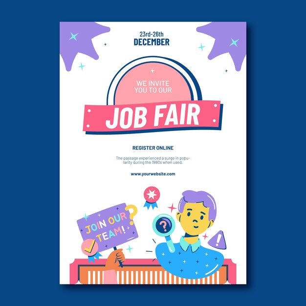 Flat invitation template for job fair event