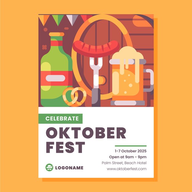 Flat invitation template for oktoberfest celebration