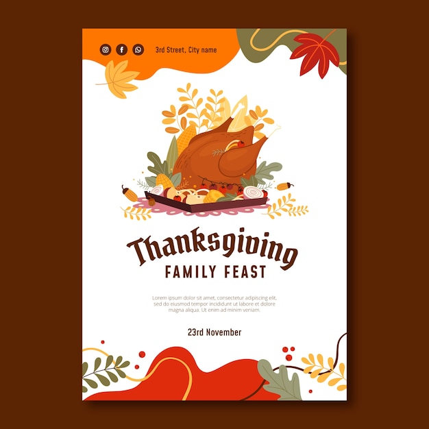 Free Vector flat invitation template for thanksgiving celebration